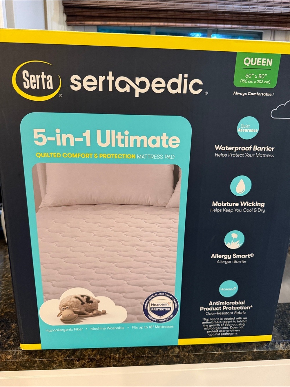 pedic 5-in-1 Ultimate Quilted Mattress Pad - Cream (Queen)